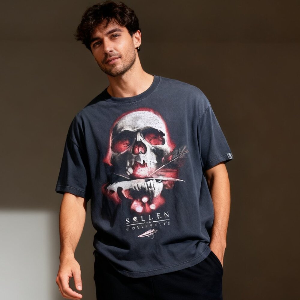 Sullen Collective XL Black Skull Graphic T-Shirt | Art Collective Tee